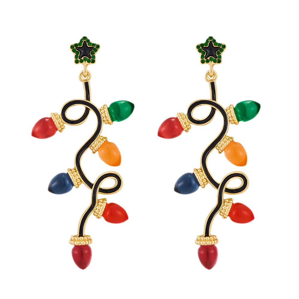 Wholesale Christmas themed wreath diamond earrings